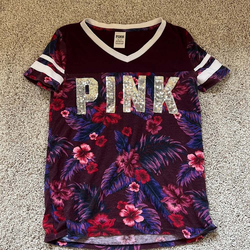 Pink floral shirt